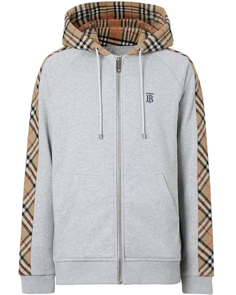 burberry vintage check lined zip front hoodie|burberry zip up hoodie men.